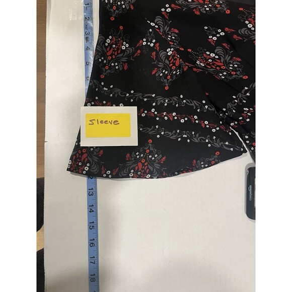 Doe & Rae Women’s Black w/Red Flowers Lace Dress Sz S Knee Length Gothic Witchy - Picture 13 of 15